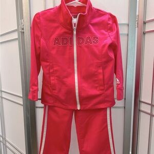 Like New!  Adidas size 2T. Hot pink. Two piece jogging suit.
